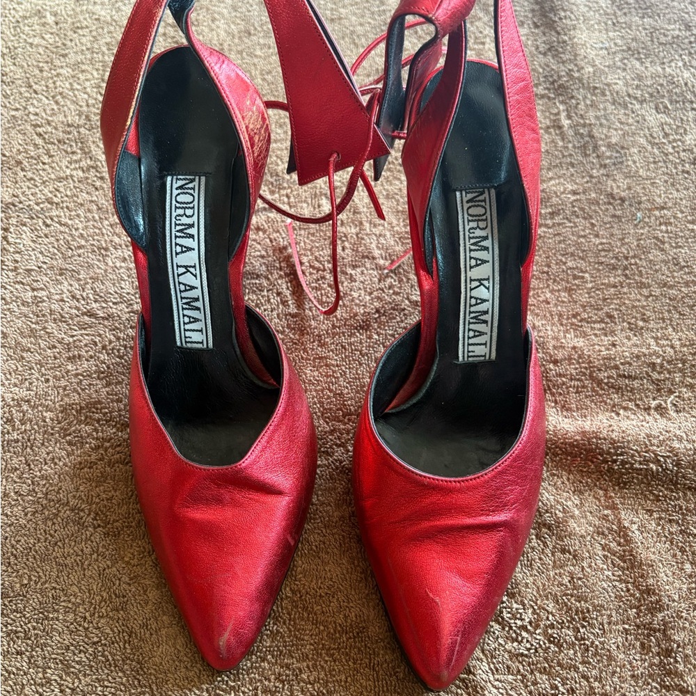 Norma Kamali Vibrant Vintage Red Heels